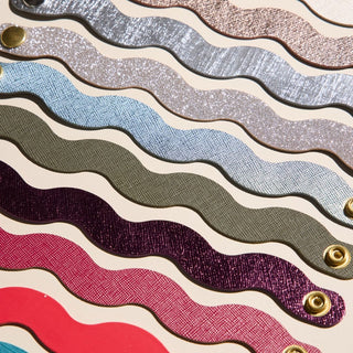 Squiggle Leather Cuff Bracelets - Nickel & Suede