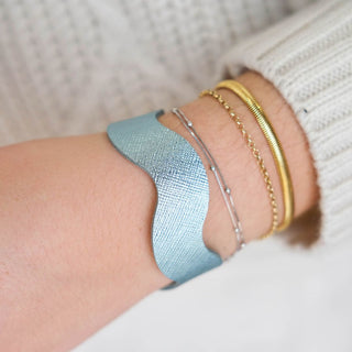 Squiggle Leather Cuff Bracelets - Nickel & Suede