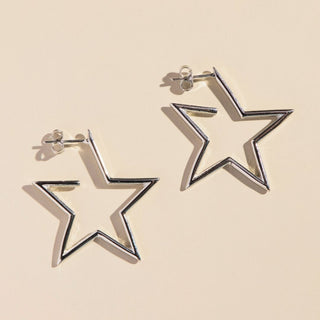 Star Hoops - Nickel & Suede
