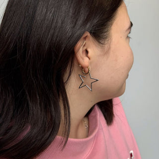 Star Hoops - Nickel & Suede