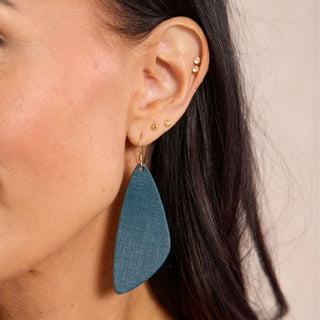 Stormy Teal Evie Organic Drop Earrings - Nickel & Suede
