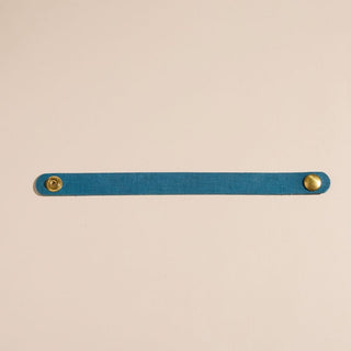 Stormy Teal Thin Leather Cuff Bracelet - Nickel & Suede