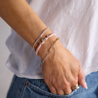 Strawberry Milkshake Luxe Minimalist Cord Bracelet - Nickel & Suede