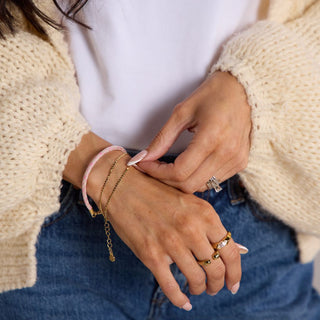 Strawberry Milkshake Minimalist Waterproof Cord Bracelet - Nickel & Suede