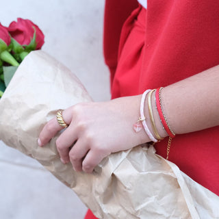 Strawberry Milkshake Minimalist Waterproof Cord Bracelet - Nickel & Suede