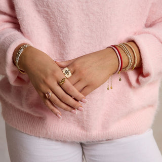Strawberry Milkshake Minimalist Waterproof Cord Bracelet - Nickel & Suede