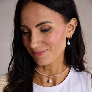 Strawberry Milkshake Minimalist Waterproof Cord Necklace - Nickel & Suede