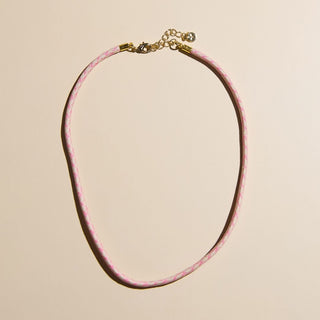 Strawberry Milkshake Minimalist Waterproof Cord Necklace - Nickel & Suede