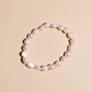 Stretchy Pearl Bracelet Set - Nickel & Suede