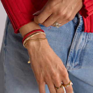 Sugar Cookie Minimalist Waterproof Cord Bracelet - Nickel & Suede