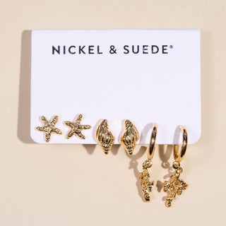 Summer Essentials Earring Set - Nickel & Suede