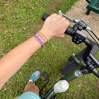 Supernova Pink, Blue and Teal Cord Bracelet - Nickel & Suede