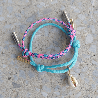 Supernova Pink, Blue and Teal Cord Bracelet - Nickel & Suede