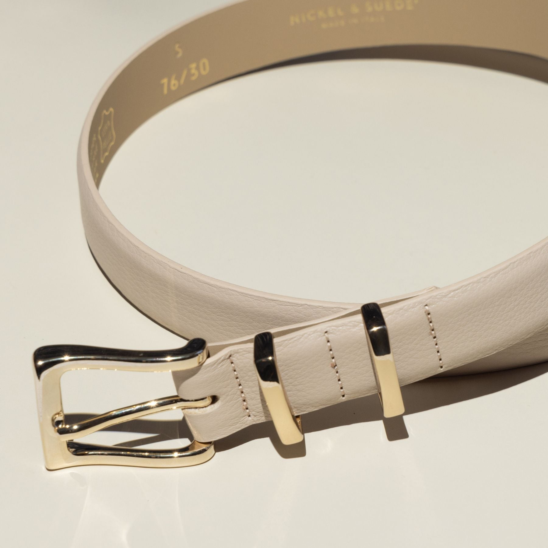 Taupe Audrey Thin Belt - Nickel & Suede Medium Taupe Audrey Thin Belt - Nickel & Suede Medium