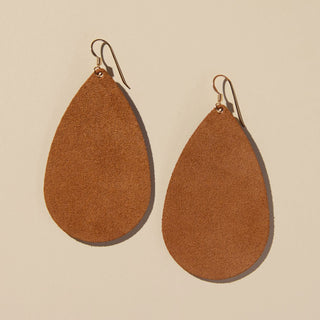 Tawny Suede Teardrops - Nickel & Suede