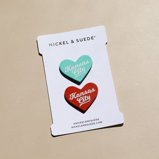 Teal & Red KC Lover Magnet Set - Nickel & Suede