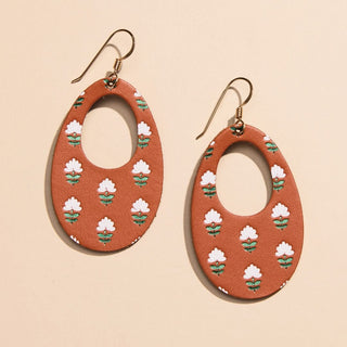 Terracotta Wallflower Basic Olivia Leather Hoop Earrings - Nickel & Suede
