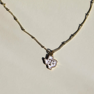 Texas A&M University Charm Necklace - Nickel & Suede