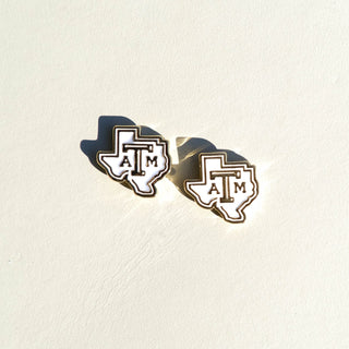 Texas A&M University Studs - Nickel & Suede