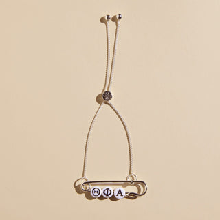 Theta Phi Alpha Sorority Safety Pin Bracelet - Officially Licensed - Nickel & Suede