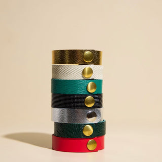 Thin Leather Cuff Bracelets - Nickel & Suede