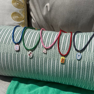 Tomato Vine Hand Painted Enamel Charm Necklace - Nickel & Suede