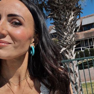 Turquoise Allegra Hoops - Nickel & Suede
