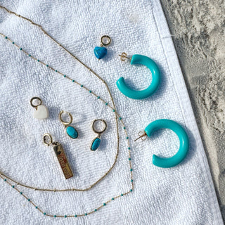 Turquoise Allegra Hoops - Nickel & Suede