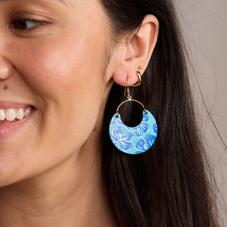 Turquoise Hibiscus Nina - Nickel & Suede