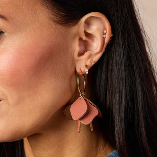 Tuscan Rose Margot Petal Hoop Earrings - Nickel & Suede