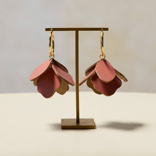 Tuscan Rose Margot Petal Hoop Earrings - Nickel & Suede