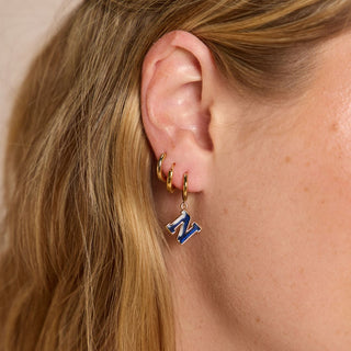 United States Naval Academy Huggie Earrings - Nickel & Suede