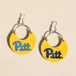 University Gold Pittsburgh Nina Leather Hoop Earrings - Nickel & Suede