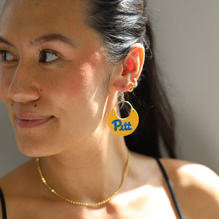 University Gold Pittsburgh Nina Leather Hoop Earrings - Nickel & Suede