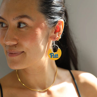 University Gold Pittsburgh Nina Leather Hoop Earrings - Nickel & Suede