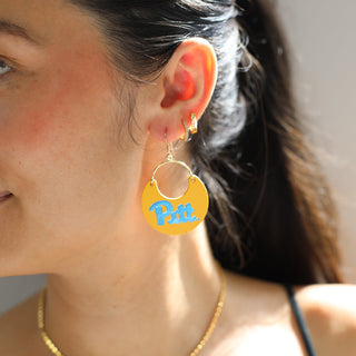 University Gold Pittsburgh Nina Leather Hoop Earrings - Nickel & Suede