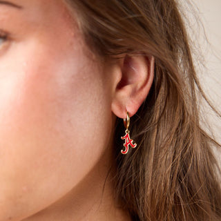University of Alabama Huggie Earrings - Nickel & Suede