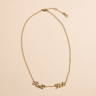 University of Alabama Roll Tide Script Necklace - Nickel & Suede