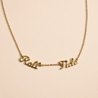 University of Alabama Roll Tide Script Necklace - Nickel & Suede