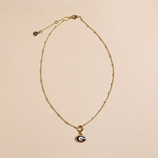 University of Georgia Charm Necklace - Nickel & Suede