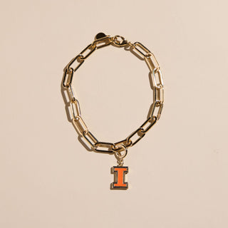 University of Illinois Charm Bracelet - Nickel & Suede