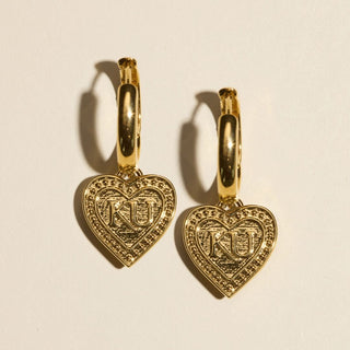 University of Kansas Chunky Heart Logo Huggie Earrings - Nickel & Suede