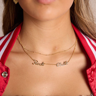 University of Kansas "Rock Chalk" Necklace - Nickel & Suede
