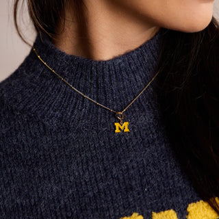 University of Michigan Enamel Charm - Nickel & Suede