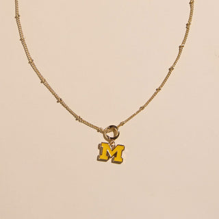 University of Michigan Enamel Charm - Nickel & Suede