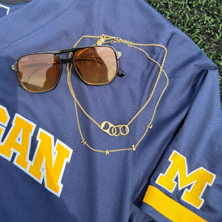 University of Michigan "HAIL" Initial Necklace - Nickel & Suede