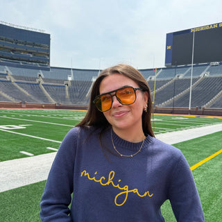 University of Michigan "HAIL" Initial Necklace - Nickel & Suede
