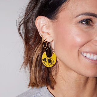 University of Missouri Tiger Nina Leather Hoop Earrings - Nickel & Suede x Cherry - Nickel & Suede