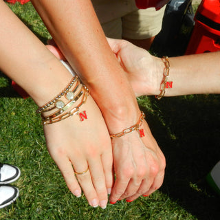 University of Nebraska Charm Bracelet - Nickel & Suede