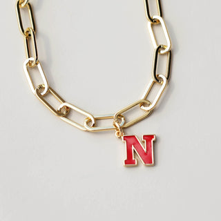 University of Nebraska Charm Bracelet - Nickel & Suede